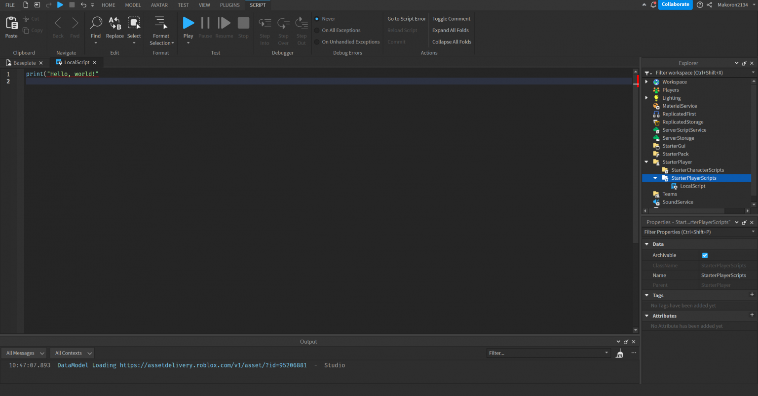 Create a script that prints 