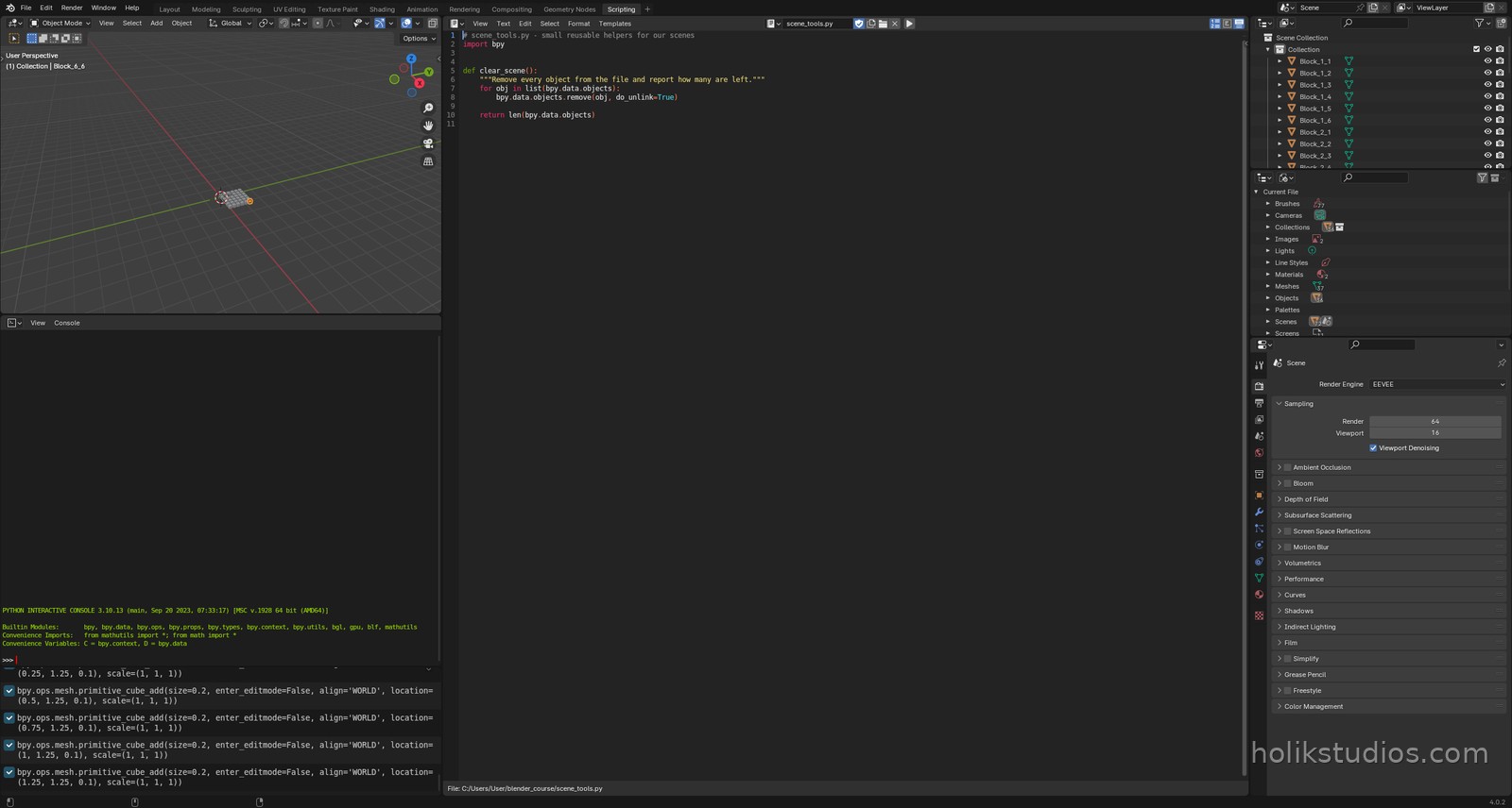 The helper file open in the Scripting workspace