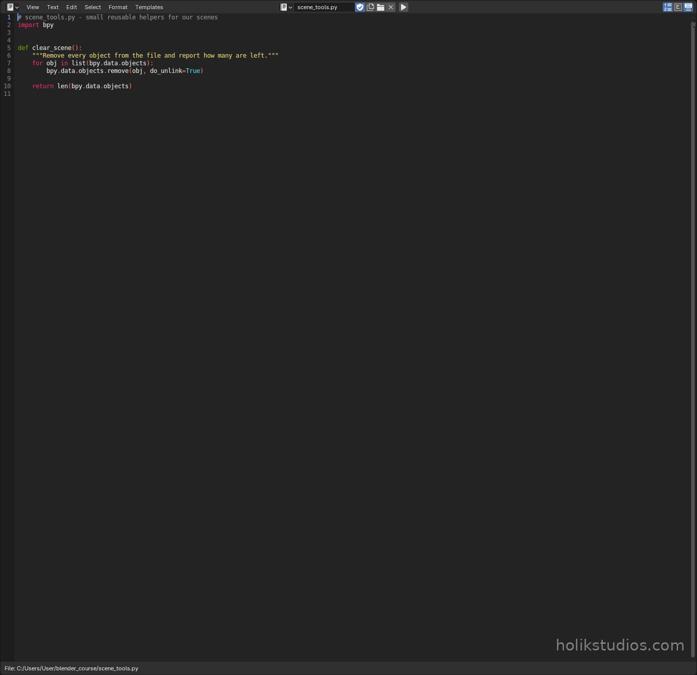 Text Editor close-up of the helper function